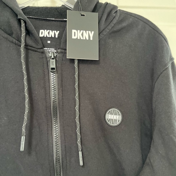 NWT DKNY Full Zip Hoodie with Pockets M Black - Picture 10 of 11